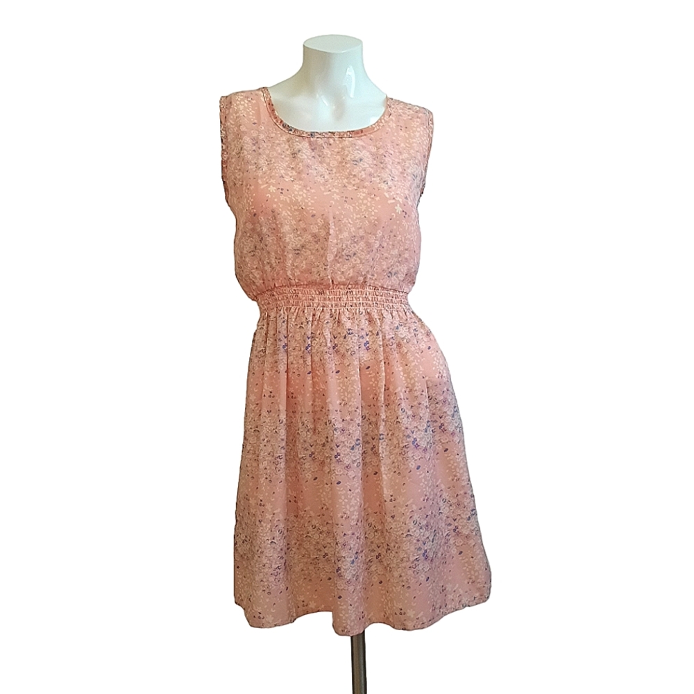 Drunken Tango Pink Floral Sleeveless Fit & Flare Mini Dress